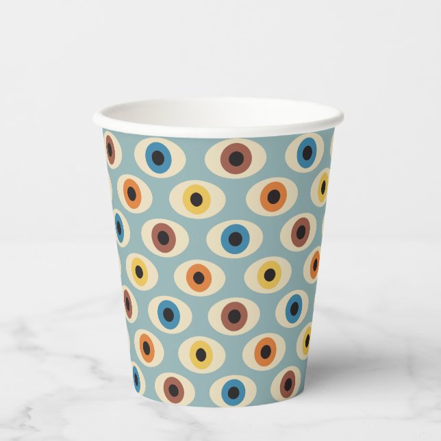 Vasos De Papel Patrón de ojos retro (Anverso)