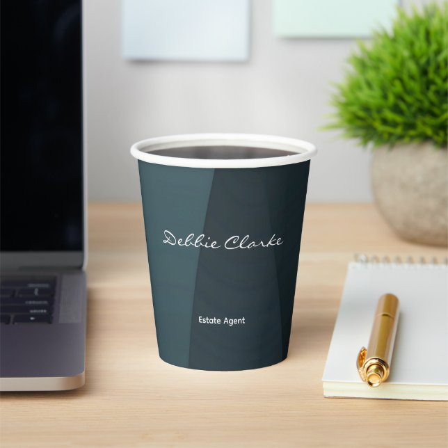 Vasos De Papel Patrón de ondas de gradiente gris azul (in situ)