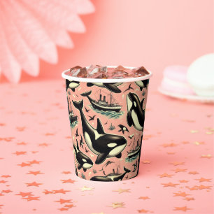 Vasos De Papel Patrón de orca de época