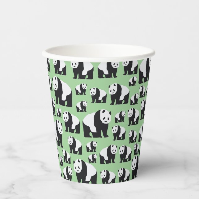 Vasos De Papel Patrón De Oso De Panda Cuta (Anverso)