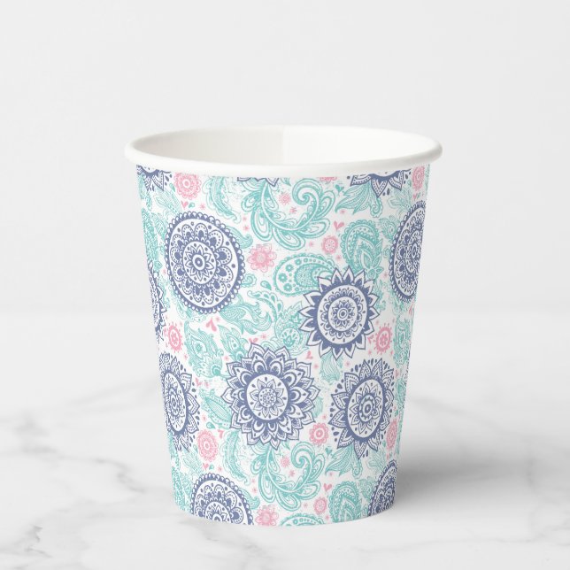 Vasos De Papel Patrón de Paisley Étnico (Izquierda)
