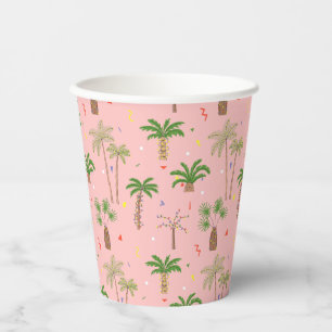 Vasos De Papel Patrón de palmeras de Navidades tropicales