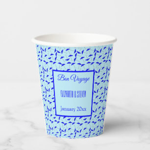 Vasos De Papel Patrón de paraguas azules Bon Voyage Copa de papel