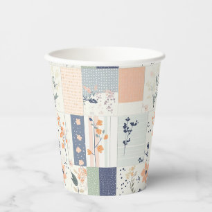 Vasos De Papel Patrón de parchwork floral vintage - Pastel (4)