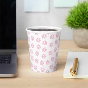 Vasos De Papel Patrón De Patas, Patas De Perro, Patas De Bebé Ros