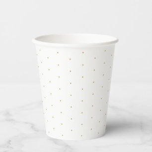 Vasos De Papel Patrón de pequeños puntos de polka blanco dorado y