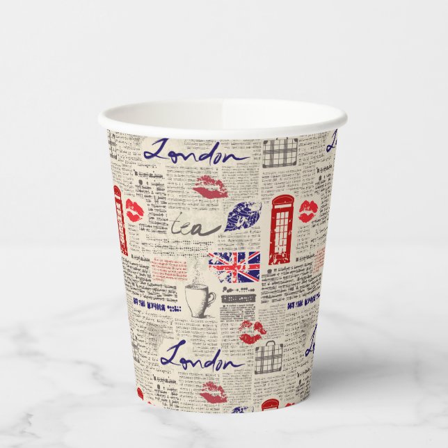 Vasos De Papel Patrón de periódicos de Londres (Izquierda)