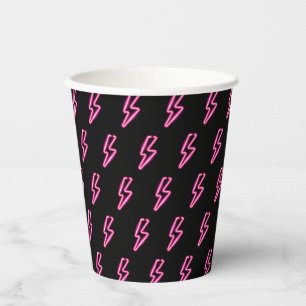 Vasos De Papel Patrón de pernos de luz de neón rosado