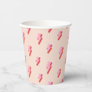 Vasos De Papel Patrón de pernos de luz rosa