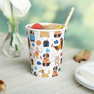 Vasos De Papel Patrón de perro de dibujos animados