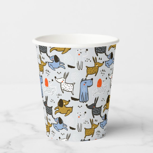 Vasos De Papel Patrón de perro de garabato (Anverso)