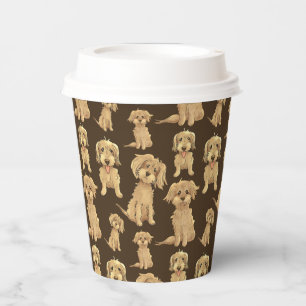 Vasos De Papel Patrón de perro Marrón labradoodle goldendoodle