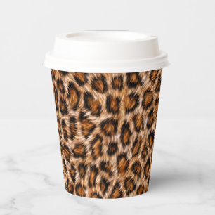 Vasos De Papel Patrón de piel marrón de gato leopardo de Jaguar-2