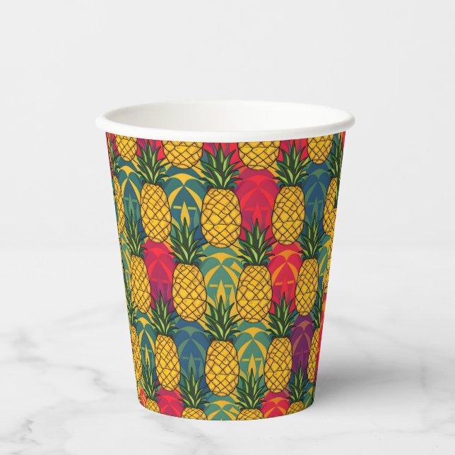 Vasos De Papel Patrón de Piña  (Anverso)