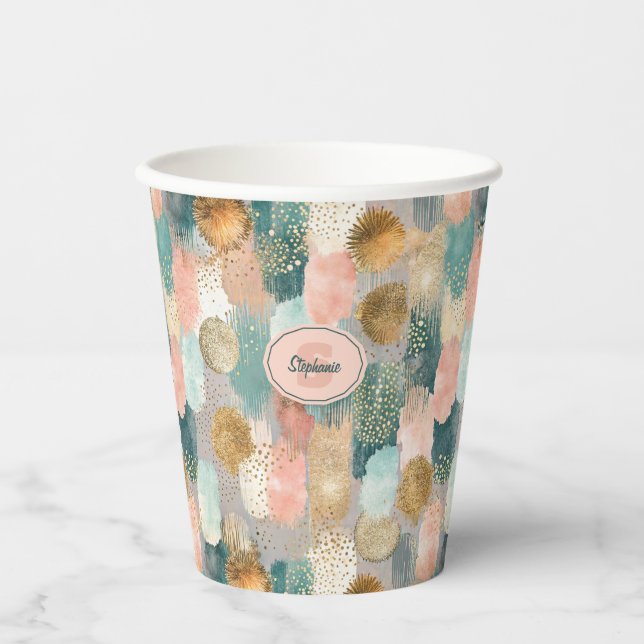 Vasos De Papel Patrón de pincel vertical vibrante (2) (Anverso)