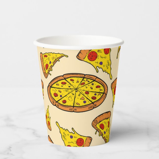Vasos De Papel Patrón de pizza de queso en fusión (Anverso)