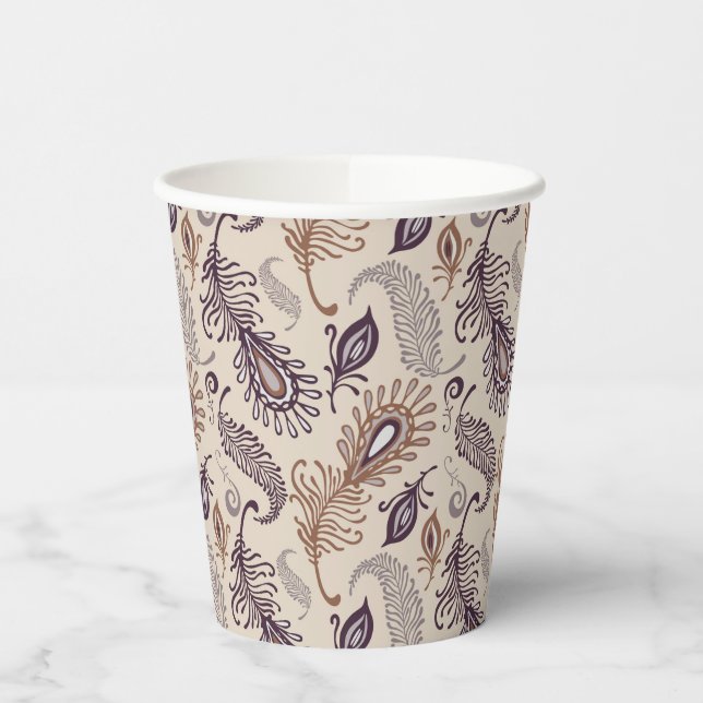 Vasos De Papel Patrón de plumas variadas (Izquierda)
