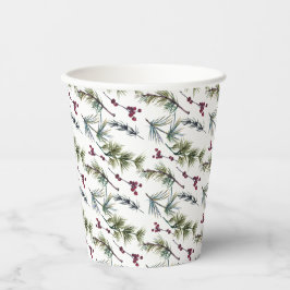 Vasos De Papel Patrón de poinsettia acuarela