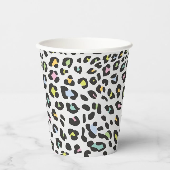 Vasos De Papel Patrón de punto de leopardo de Pastel (Anverso)