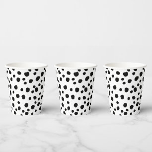 Vasos De Papel Patrón de punto moderno blanco y negro