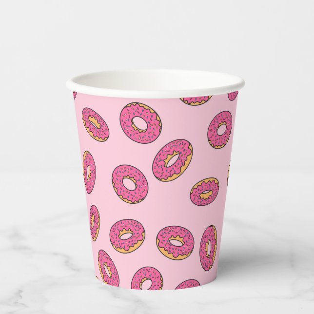 Vasos De Papel Patrón de puntos de rociado rosado (Anverso)