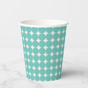 Vasos De Papel Patrón de puntos geométricos verde azulado menta v