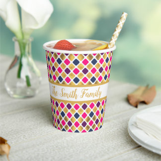 Vasos De Papel Patrón de quatrefol multicolor dorado