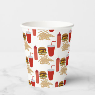 Vasos De Papel Patrón de ráfagas de comida rápida BBQ