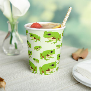 Vasos De Papel Patrón de rana de árbol verde lindo