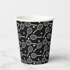 Vasos De Papel Patrón de raqueta de tenis negro extravagante