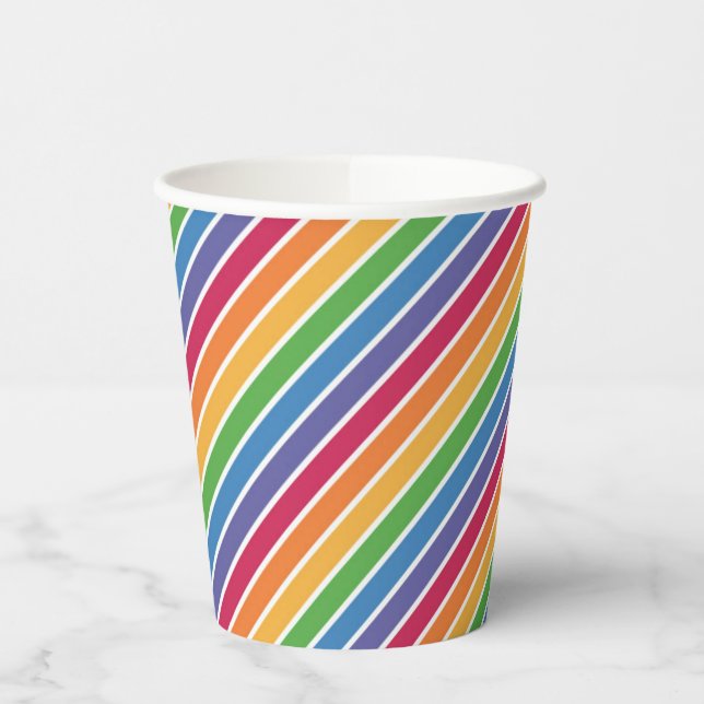 Vasos De Papel Patrón de rayas arco iris (Izquierda)