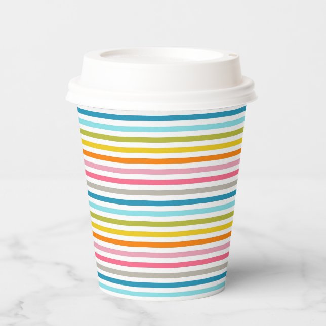 Vasos De Papel Patrón de Rayas Coloridas (Anverso)
