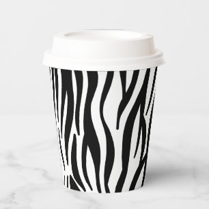 Vasos De Papel Patrón de rayas de cebra en blanco y negro moderno