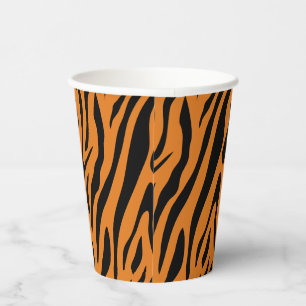 Vasos De Papel Patrón de rayas de tigre naranja quemada y negro