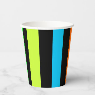 Vasos De Papel Patrón de rayas neón