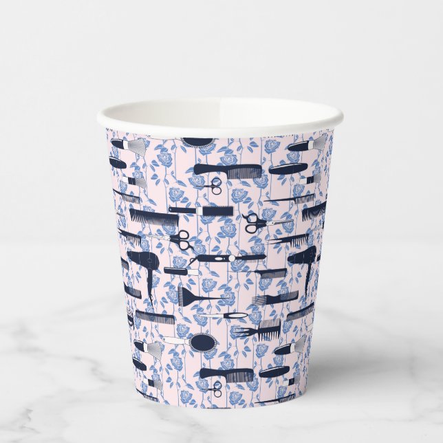 Vasos De Papel Patrón de Rosa azul de cuidado de belleza (Izquierda)