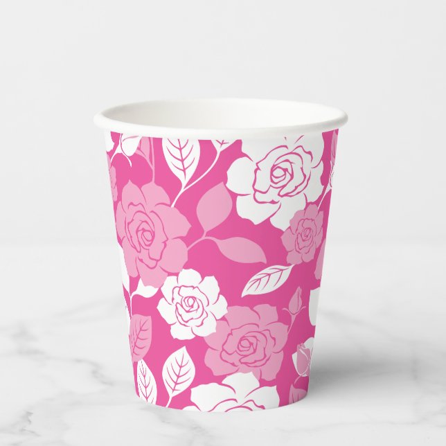 VASOS DE PAPEL PATRON DE ROSA (ROSA) (Anverso)