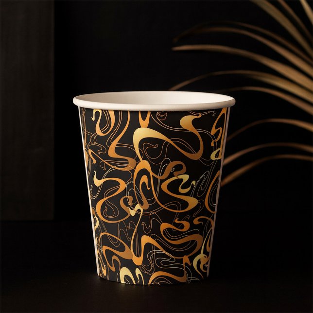 Vasos De Papel Patrón de rotación de resumen de oro (Subido por el creador)