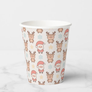 Vasos De Papel Patrón de Santa y Reno Adorable