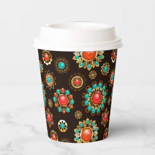 Vasos De Papel Patrón de Seamless Brooches Étnicos