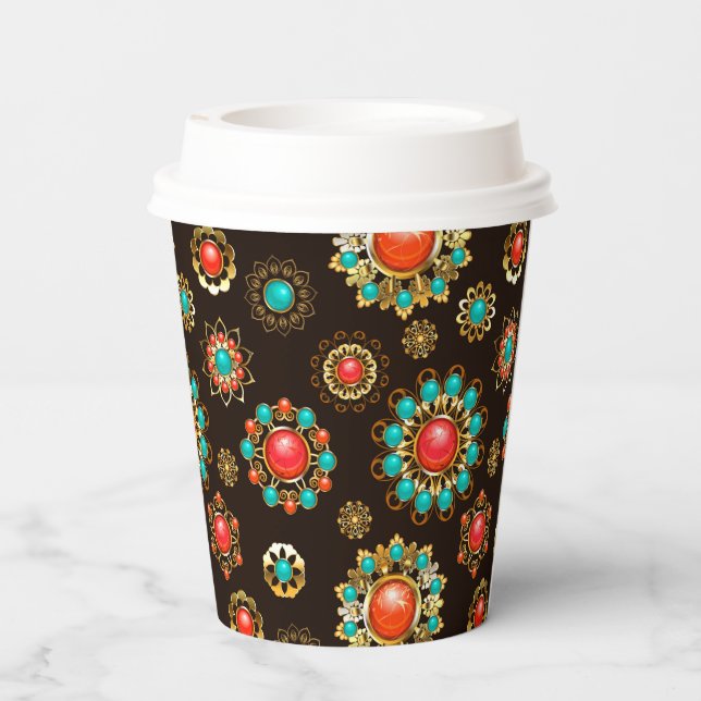 Vasos De Papel Patrón de Seamless Brooches Étnicos (Reverso )