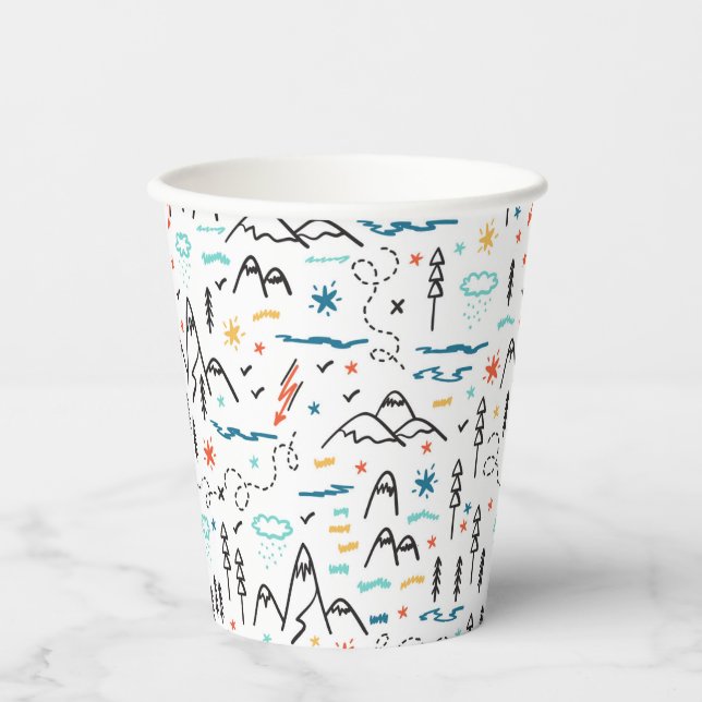 Vasos De Papel Patrón de senderismo de montaña (Anverso)