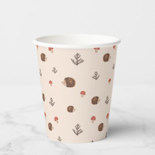 Vasos De Papel Patrón de setas y edgehog de Woodland