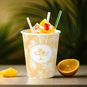 Vasos De Papel Patrón de silueta de árbol de palmas hawaiano ID10