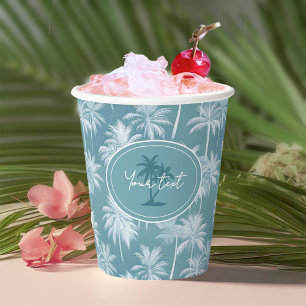 Vasos De Papel Patrón de silueta de árbol de palmas hawaiano ID10
