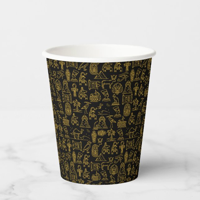 Vasos De Papel Patrón de símbolos jeroglífico egipcio (Anverso)