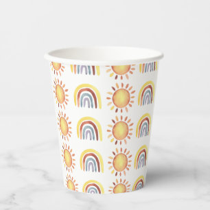 Vasos De Papel Patrón de sol y arcoíris