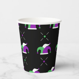 Vasos De Papel Patrón de sombrero de bufón de Mardi Gras Taza