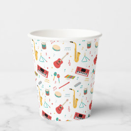 Vasos De Papel Patrón de tema musical de instrumentos musicales