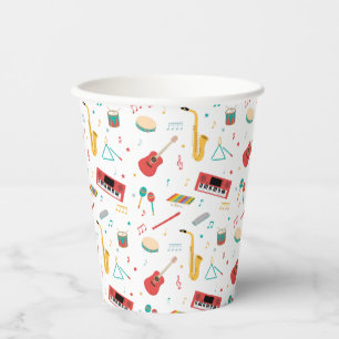 Vasos De Papel Patrón de tema musical de instrumentos musicales